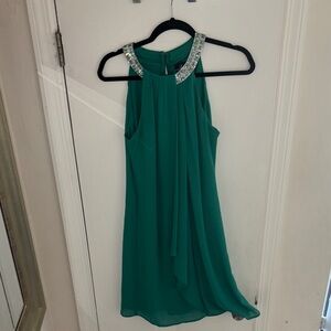 Green Halter Dress with Embellished Neckline